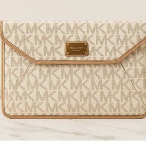 Michael Kors Ipad Case Monogram MK Signature Large Envelope Clutch Purse Logo